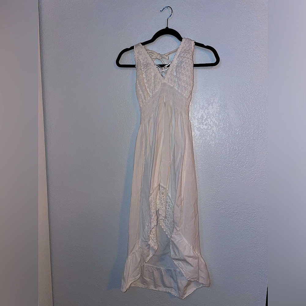 Medium 100% White Peruvian Cotton halter top dress